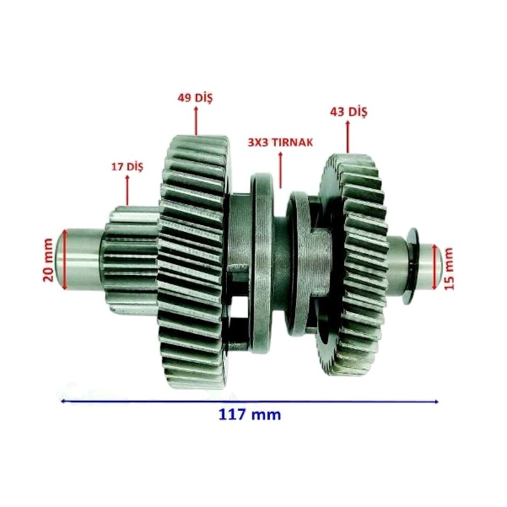 ATV ŞANZUMAN GERİ VİTES YÖN DİŞLİSİ 43-49 LX 200
