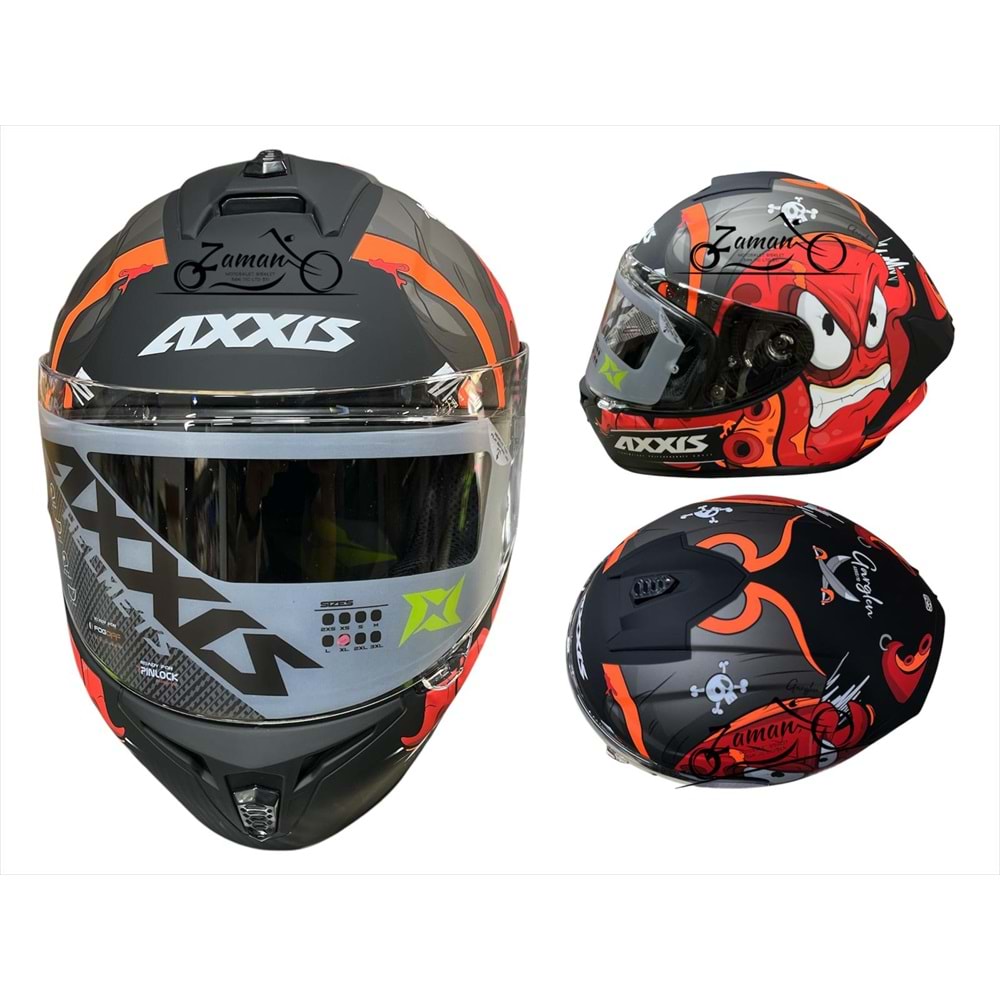 KASK ÇENE SABİT AXXIS (KIRMIZI UZAYLI) (XXL)