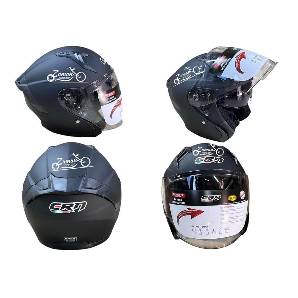 KASK ÇENESİZ GÖZLÜKLÜ CRN (MAT SİYAH) (L)
