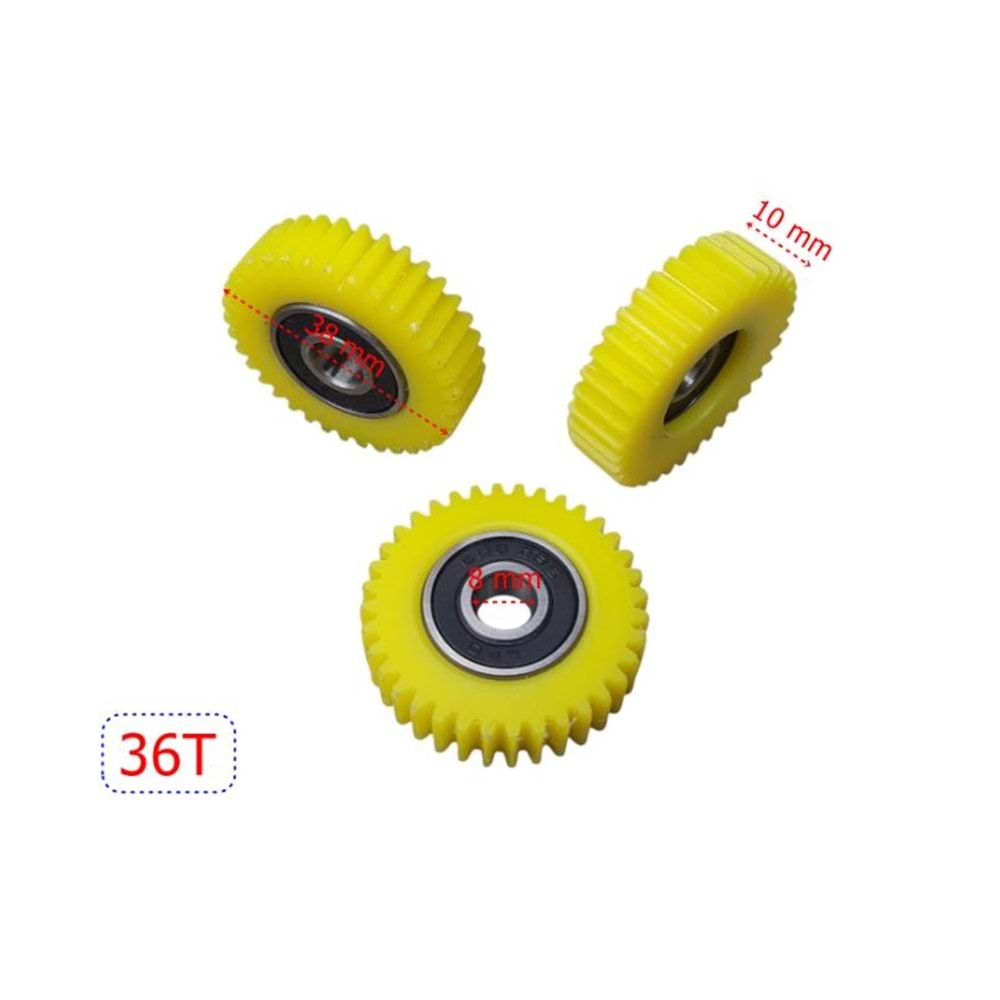 E-BIKE PETAL DESTEKLİ PLASTİK DİŞLİ RULMANLI SARI 36T 3 LÜ SET