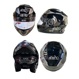 KASK ÇENE AÇILIR GÖZLÜKLÜ CRN (SİYAH) (L)
