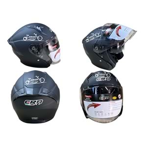KASK ÇENESİZ GÖZLÜKLÜ CRN (MAT SİYAH) (L)