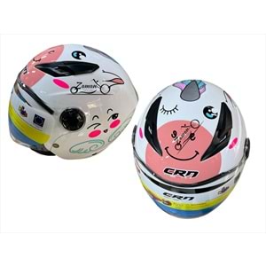 ÇOCUK KASKI ÇENESİZ CRN (BEYAZ - PEMBE) (L)