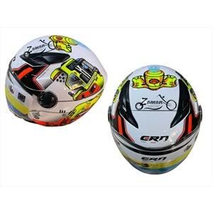 ÇOCUK KASKI ÇENESİZ CRN (BEYAZ - SARI) (M)