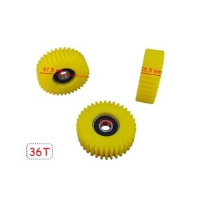E-BIKE PETAL DESTEKLİ PLASTİK DİŞLİ RULMANLI SARI 36T 3 LÜ SET geniş