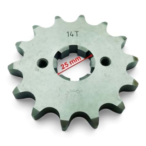 ATV ÖN DİŞLİ 520-14T İÇ 25mm 2 DELİKLİ ÖM