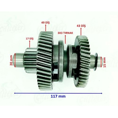 ATV ŞANZUMAN GERİ VİTES YÖN DİŞLİSİ 43-49