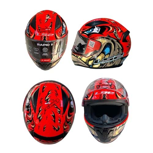 KASK ÇENE SABİT LS2 RAPİD 2 (KIRMIZI GRAFİK) (XL)