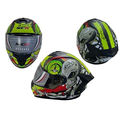 KASK ÇENE SABİT NCR (UZAYLI SARI KIRMIZI GRAFİK) (S)