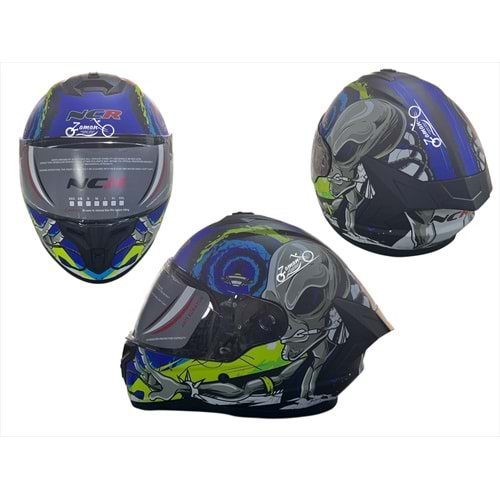 KASK ÇENE SABİT NCR (UZAYLI MAVİ SARI GRAFİK) (XL)