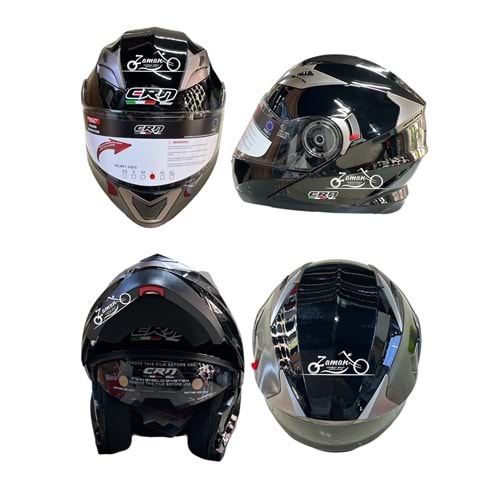 KASK ÇENE AÇILIR GÖZLÜKLÜ CRN (SİYAH) (L)