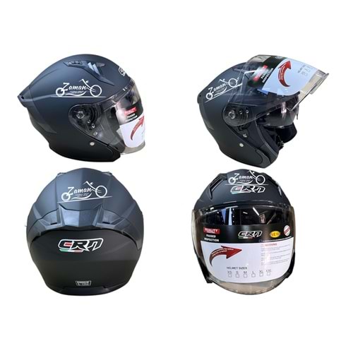 KASK ÇENESİZ GÖZLÜKLÜ CRN (MAT SİYAH) (L)