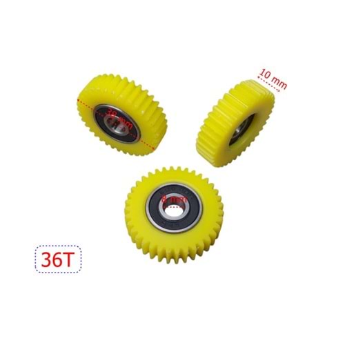E-BIKE PETAL DESTEKLİ PLASTİK DİŞLİ RULMANLI SARI 36T 3 LÜ SET