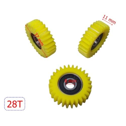 E-BIKE PETAL DESTEKLİ PLASTİK DİŞLİ RULMANLI SARI 28T 3 LÜ SET