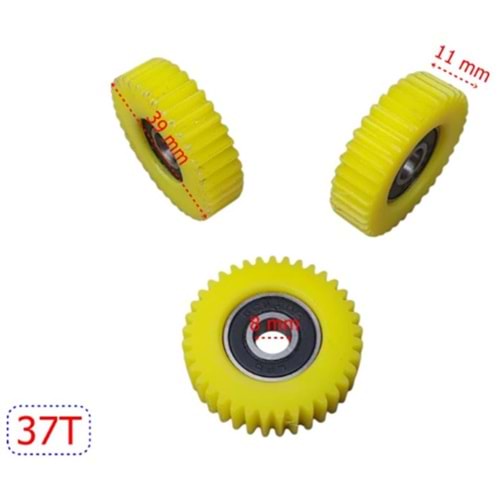 E-BIKE PETAL DESTEKLİ PLASTİK DİŞLİ RULMANLI SARI 37T 3 LÜ SET