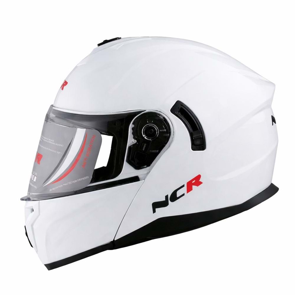 KASK ÇENE AÇILIR GÖZLÜKLÜ NCR 166 (BEYAZ) (L)