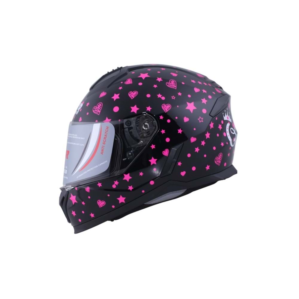 ÇOCUK KASKI KAPALI NCR (SİYAH PEMBE) (XL)